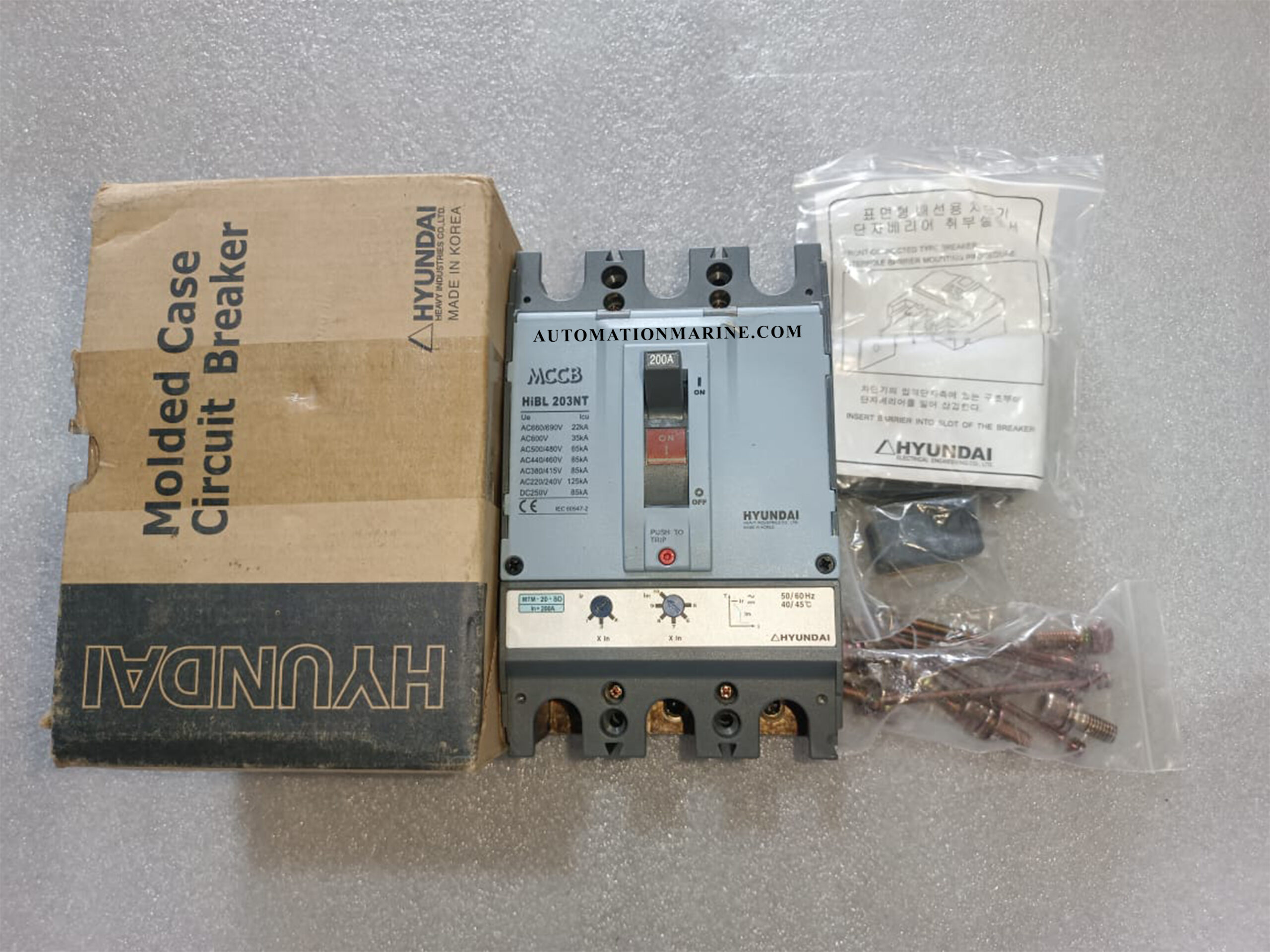 Hyundai HIBL203NT-E MCCB 3 Pole 200A Molded Case Circuit Breaker for Industrial Panel Protection MOULDED CASE CIRCUIT BREAKER (MCCB)