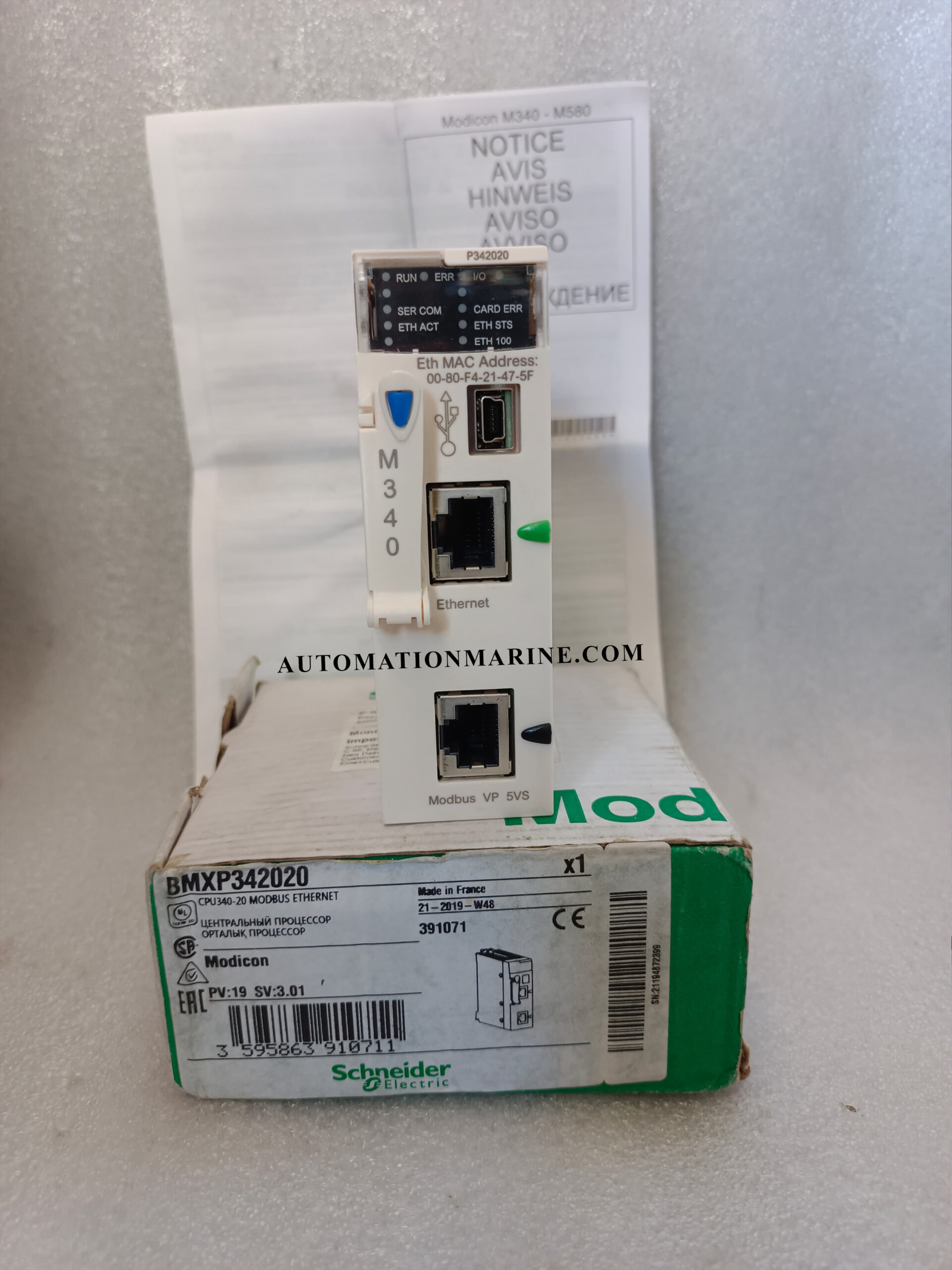 Schneider Electric BMXP342020 CPU340-20 Modicon M340 PLC Processor | Modbus And Ethernet Industrial Automation Controller CENTRAL PROCESSING UNIT (CPU)