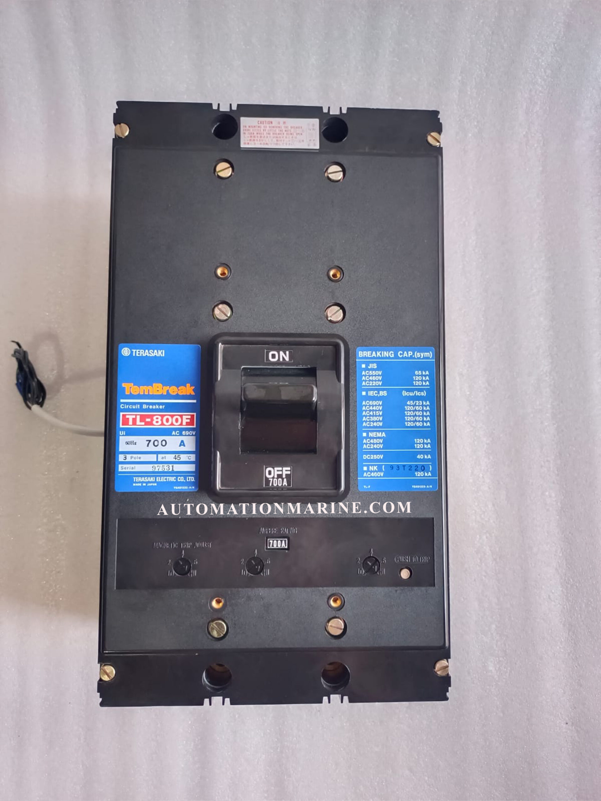 Terasaki TL-800F MCCB 800A 3/4 Pole Thermal Magnetic Molded Case Circuit Breaker for Industrial Protection MOULDED CASE CIRCUIT BREAKER (MCCB)