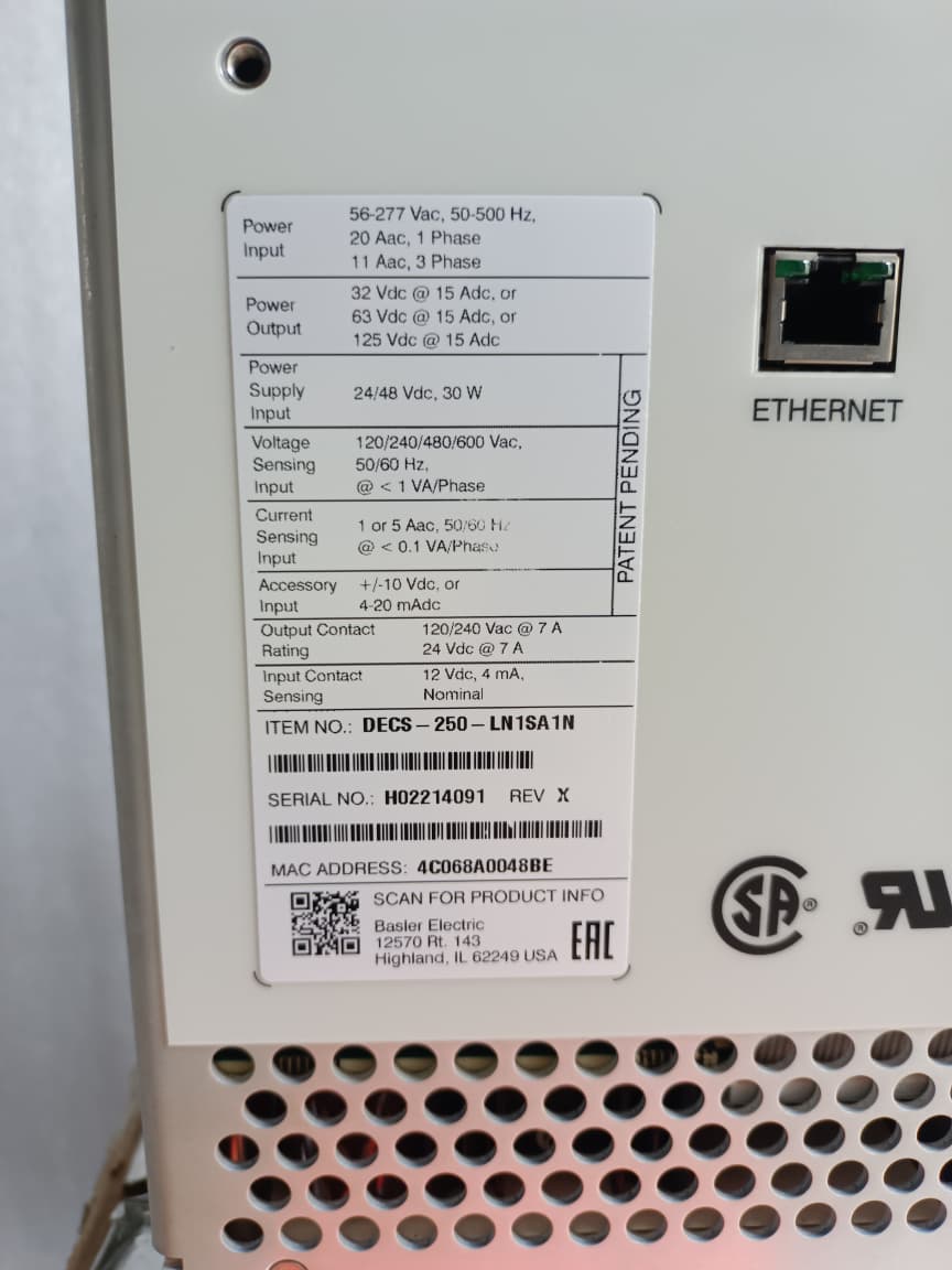 BASLER DECS-250 DECS-250-LN1SA1N Digital Excitation Control System | New Automatic Voltage Regulator (AVR) for Generator Excitation Control thumbnail 9