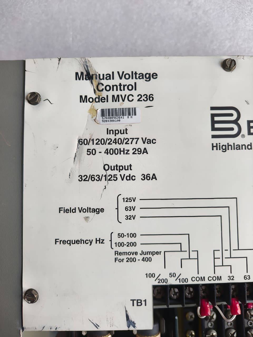 BASLER MVC236 9204300100 Manual Voltage Control | Generator Manual Excitation And Voltage Control Module thumbnail 4