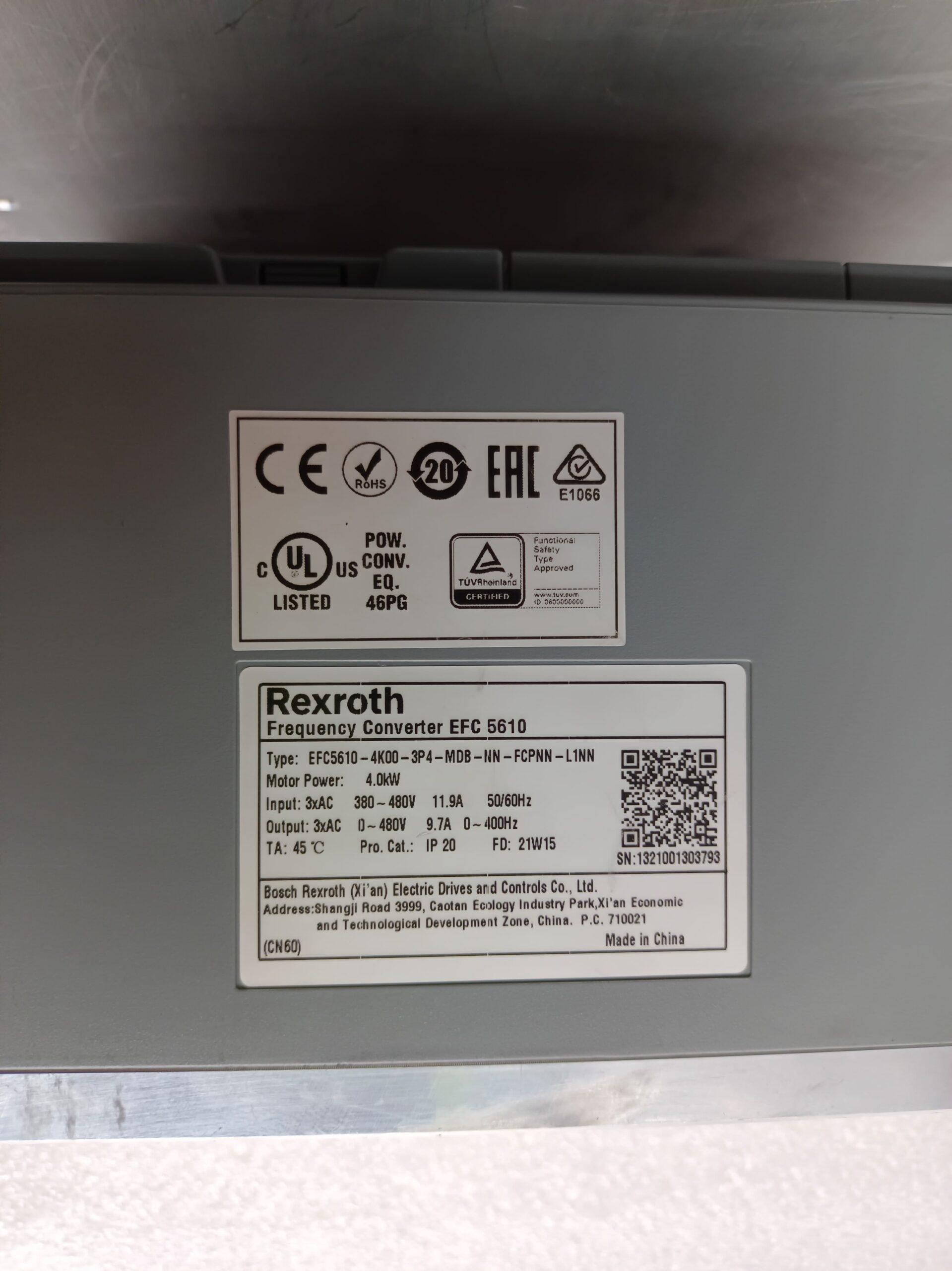 Bosch Rexroth EFC5610-4K00-3P4-MDB-NN-FCPNN-L1NN (R912007947) 5HP (4kW) AC Drive | Three Phase Variable Frequency Drive (VFD) thumbnail 6