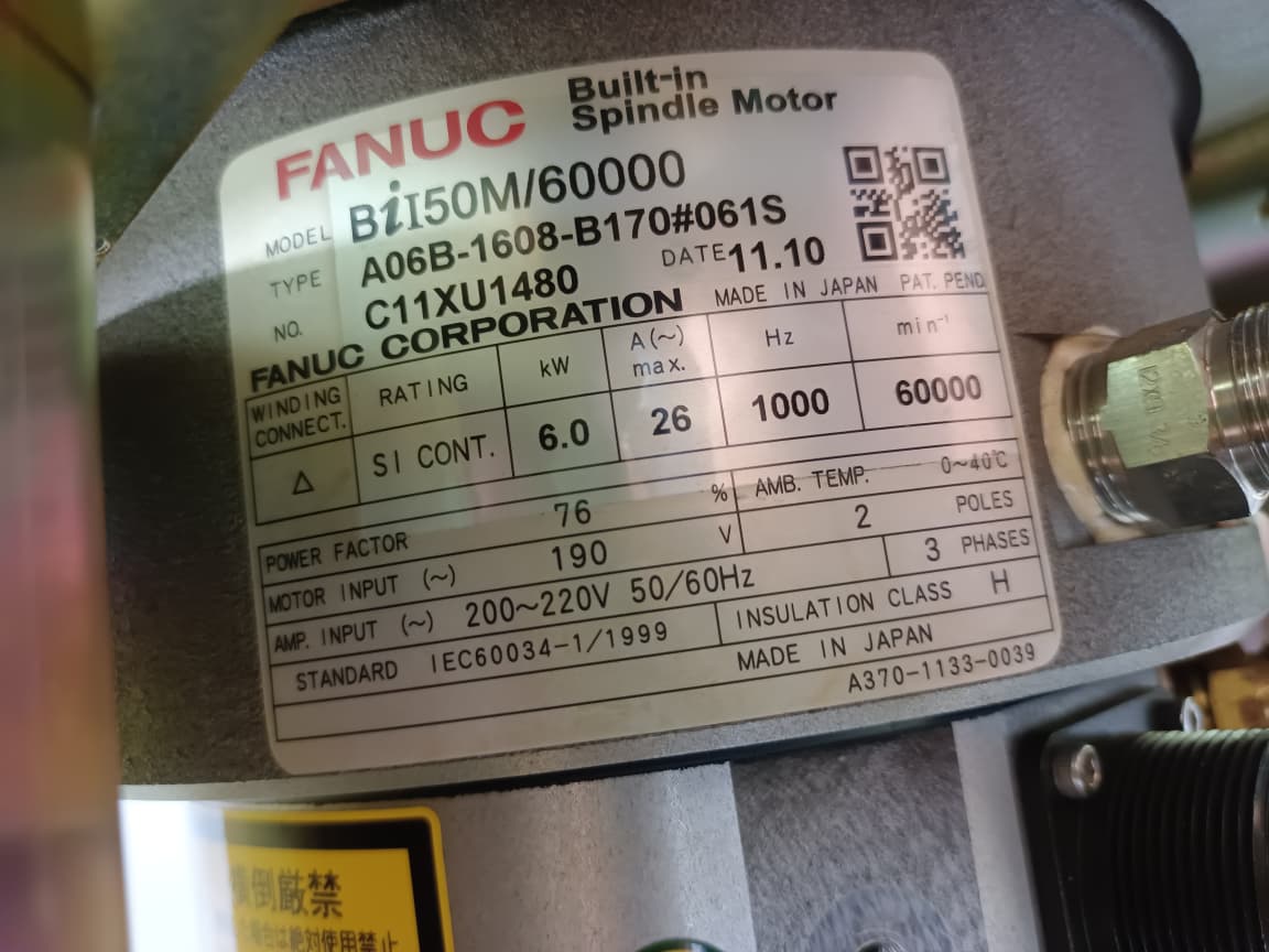 FANUC BiI50M/60000 Built-In Spindle Motor with Turbo Blower A06B-1608-B170#061S And A04B-0800-C025 – High-Speed CNC Spindle Motor thumbnail 6