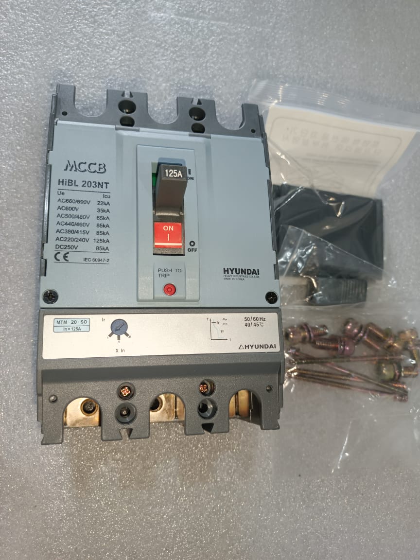 Hyundai HIBL203NT-E MCCB 3 Pole 125A Molded Case Circuit Breaker (MCCB) – Thermal Magnetic Protection thumbnail 5