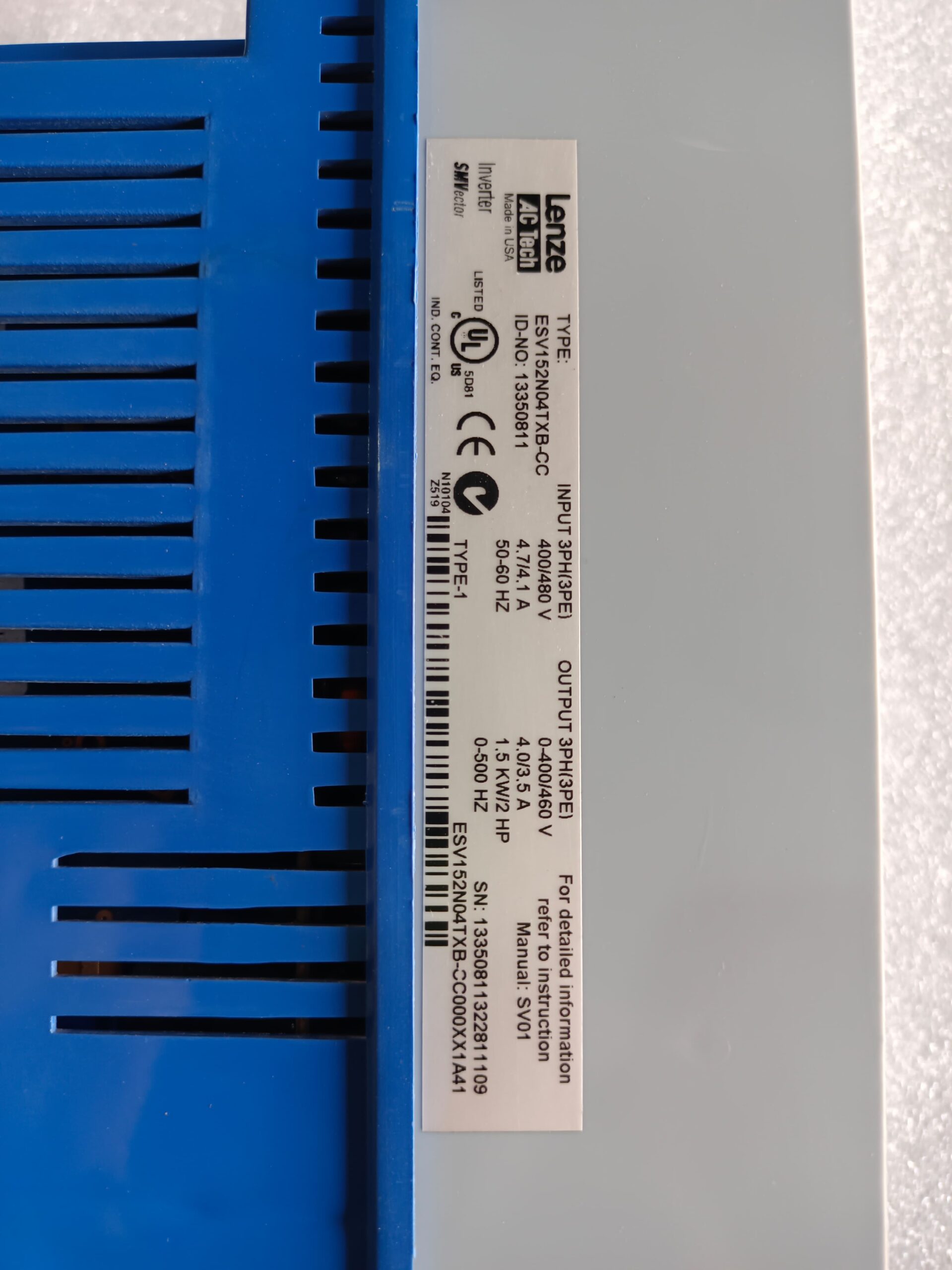 Lenze ESV152N04TXB-CC 2HP (1.5kW) Frequency Converter | Three Phase AC Drive | Variable Frequency Drive (VFD) thumbnail 9