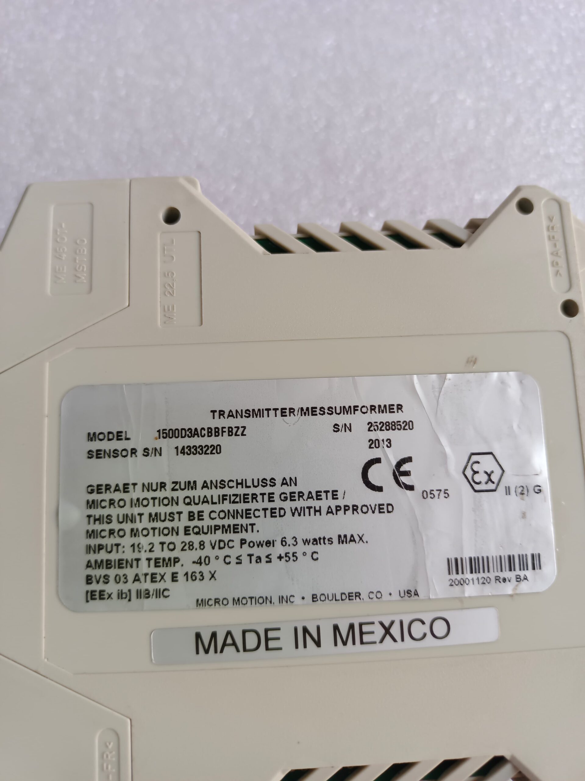 Micro Motion MMI-20012294 1500D3ACBBFBZZ Transmitter / Messumformer – High-Performance Coriolis Flow Meter Transmitter thumbnail 6