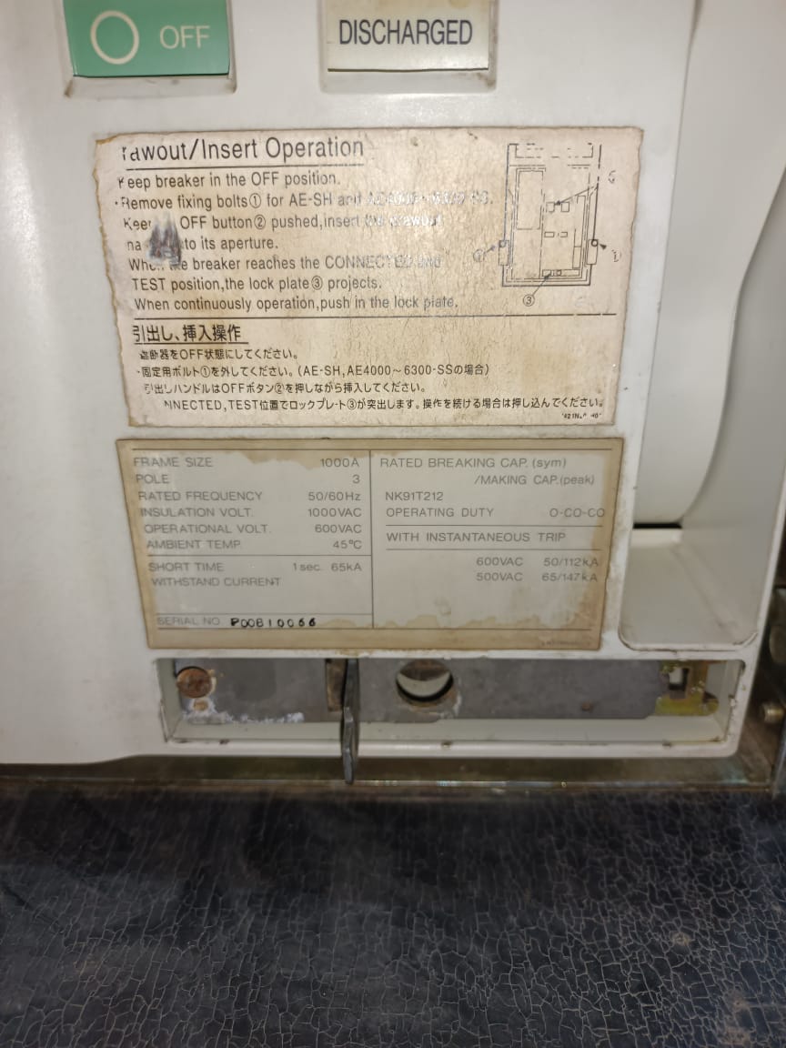 Mitsubishi AE1000-SS Air Circuit Breaker 1000A 3 Pole Heavy Duty Industrial ACB | AE Series Power Distribution Breaker thumbnail 5