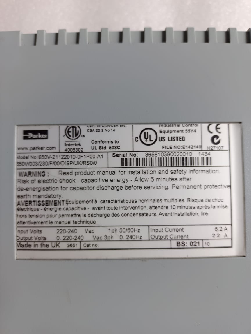 PARKER 650V-21122010-0F1P00-A1 AC Drive – Parker 650V Series Variable Frequency Drive (VFD) for Industrial Motor Control thumbnail 4