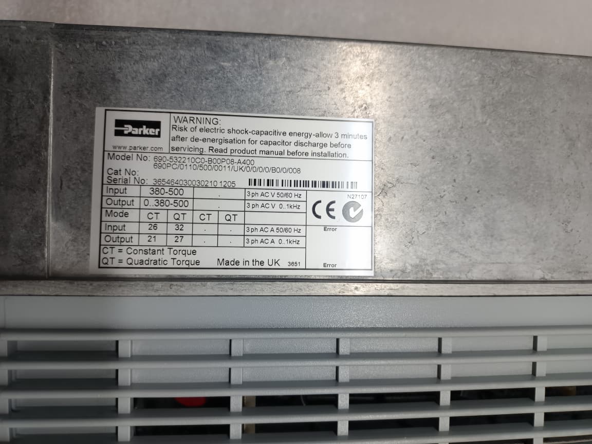PARKER 690-532210C0-B00P08-A400 / 690PC/0110/500/0011/UK/0/0/0/0/B0/0/008 AC Drive – Parker 690P Series Industrial DC/AC Drive Controller for Precision Motor Control thumbnail 7