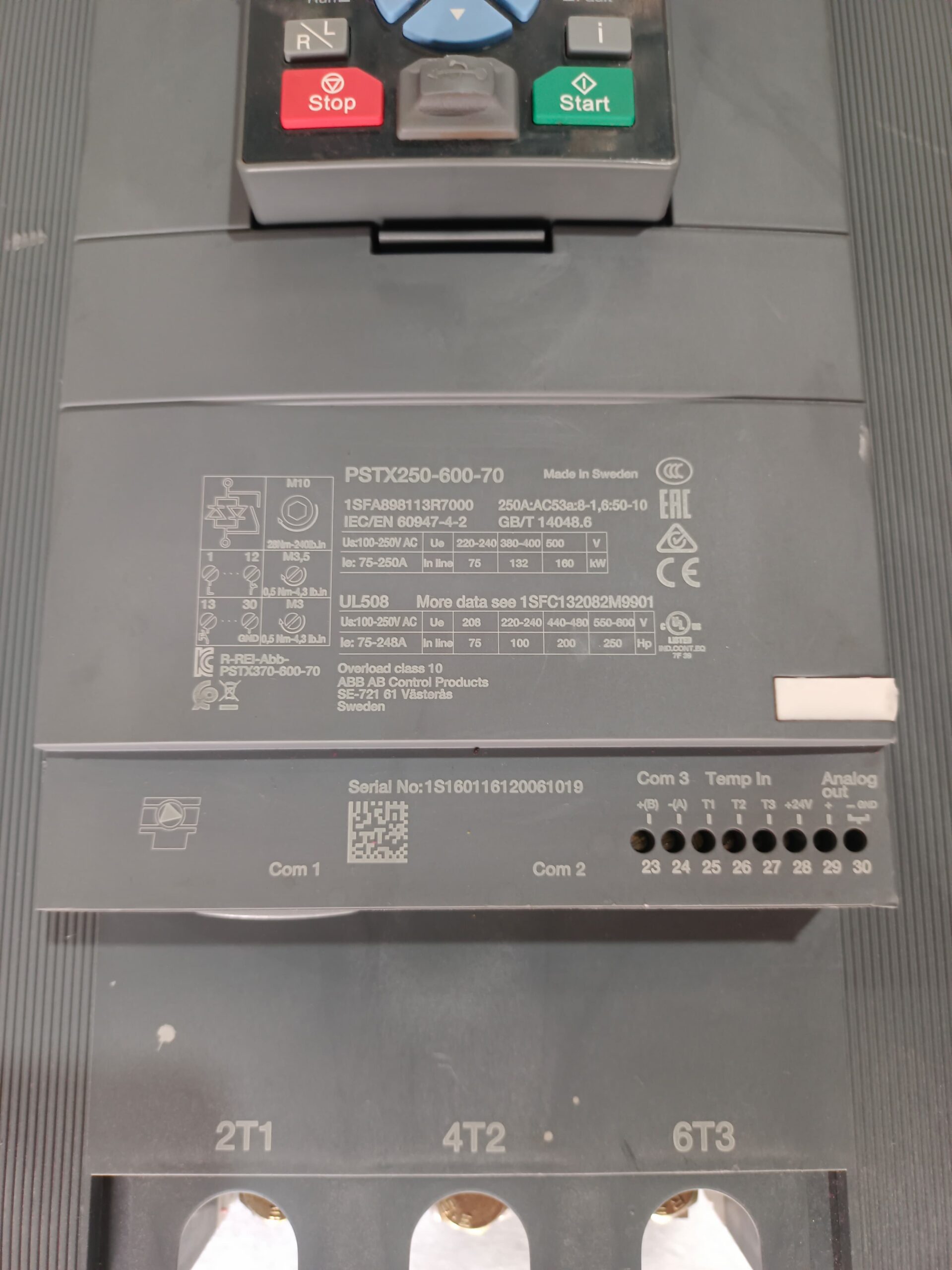 ABB PSTX250-600-70 Soft Starter 1SFA898113R7000 – Advanced Motor Soft Starter for Industrial Automation thumbnail 3