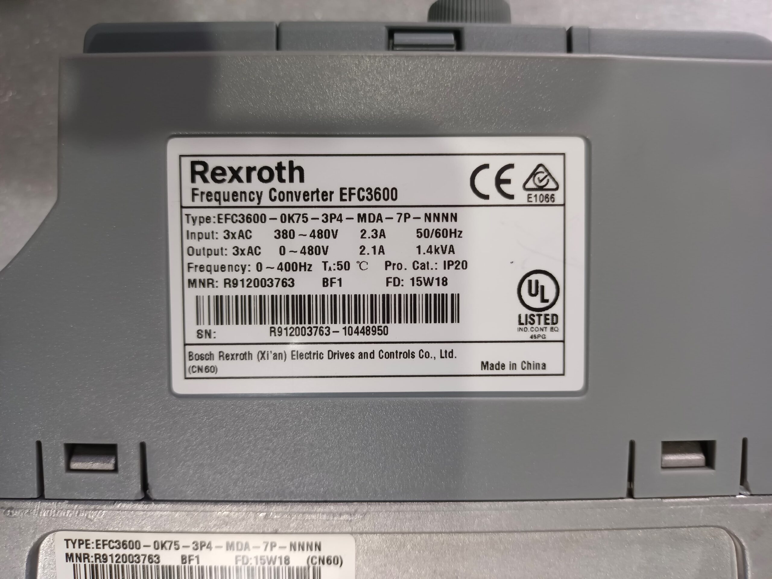 Bosch Rexroth EFC3600-0K75-3P4-MDA-7P-NNNN EFC3600 0.75kW (1HP) AC Drive | 380-480V Three Phase Variable Frequency Drive (VFD) thumbnail 8