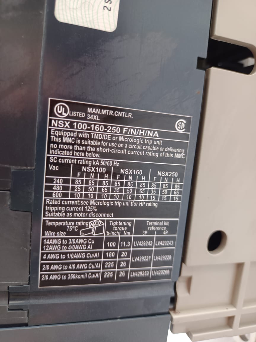Schneider Electric Compact NSX250F MCCB with Motor Mechanism | 250A 3 Pole Motorised MCCB thumbnail 5