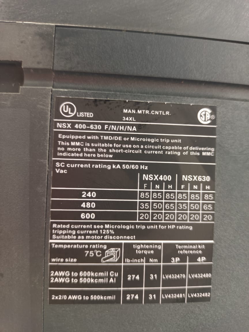 Schneider Electric Compact NSX630N Motorized MCCB 630A Molded Case Circuit Breaker for Industrial Power Distribution thumbnail 6