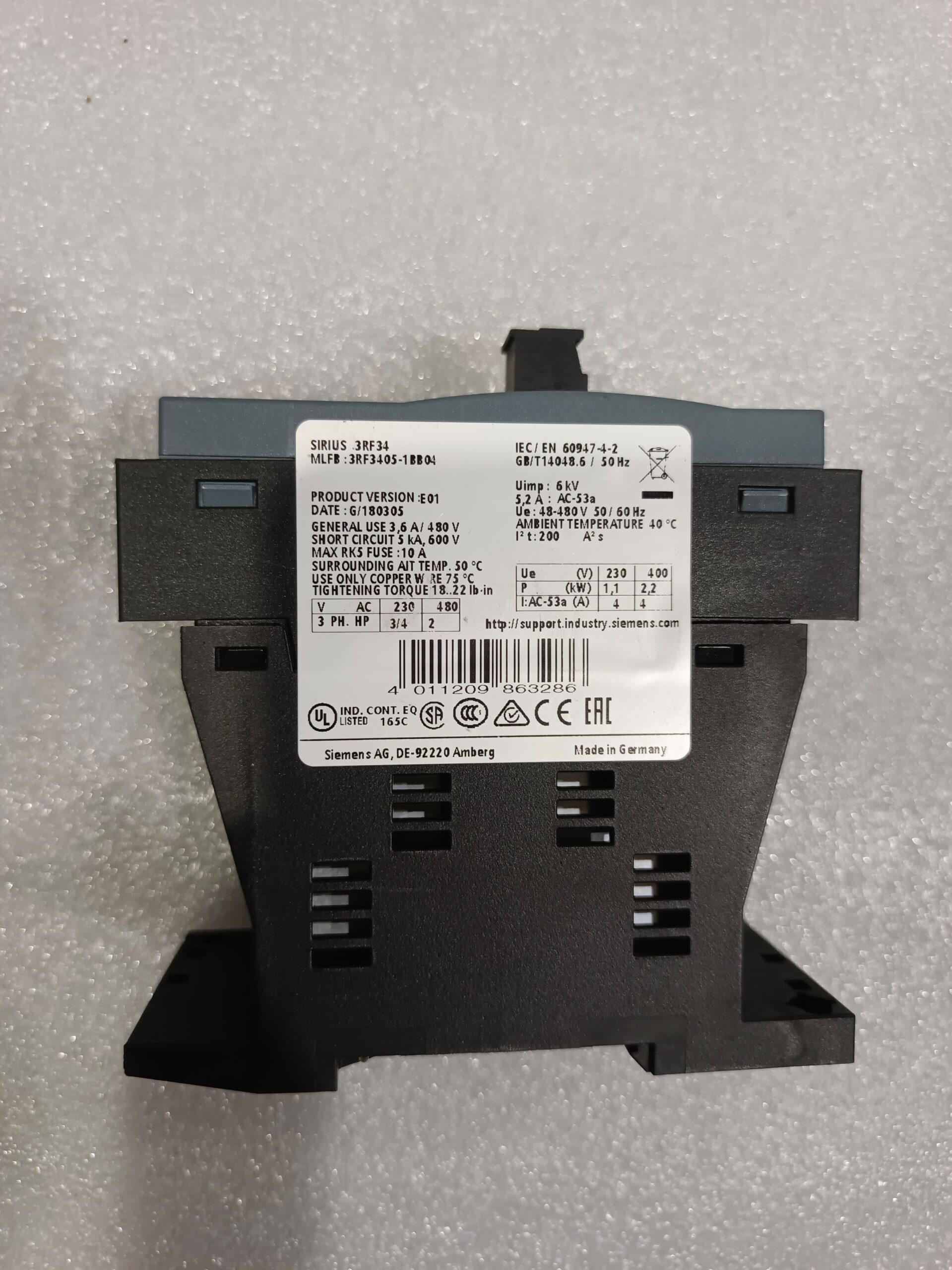 Siemens SIRIUS 3RF34 3RF3405-1BB04 Solid State Contactor | Industrial Electronic Switching Relay for Automation Systems thumbnail 10