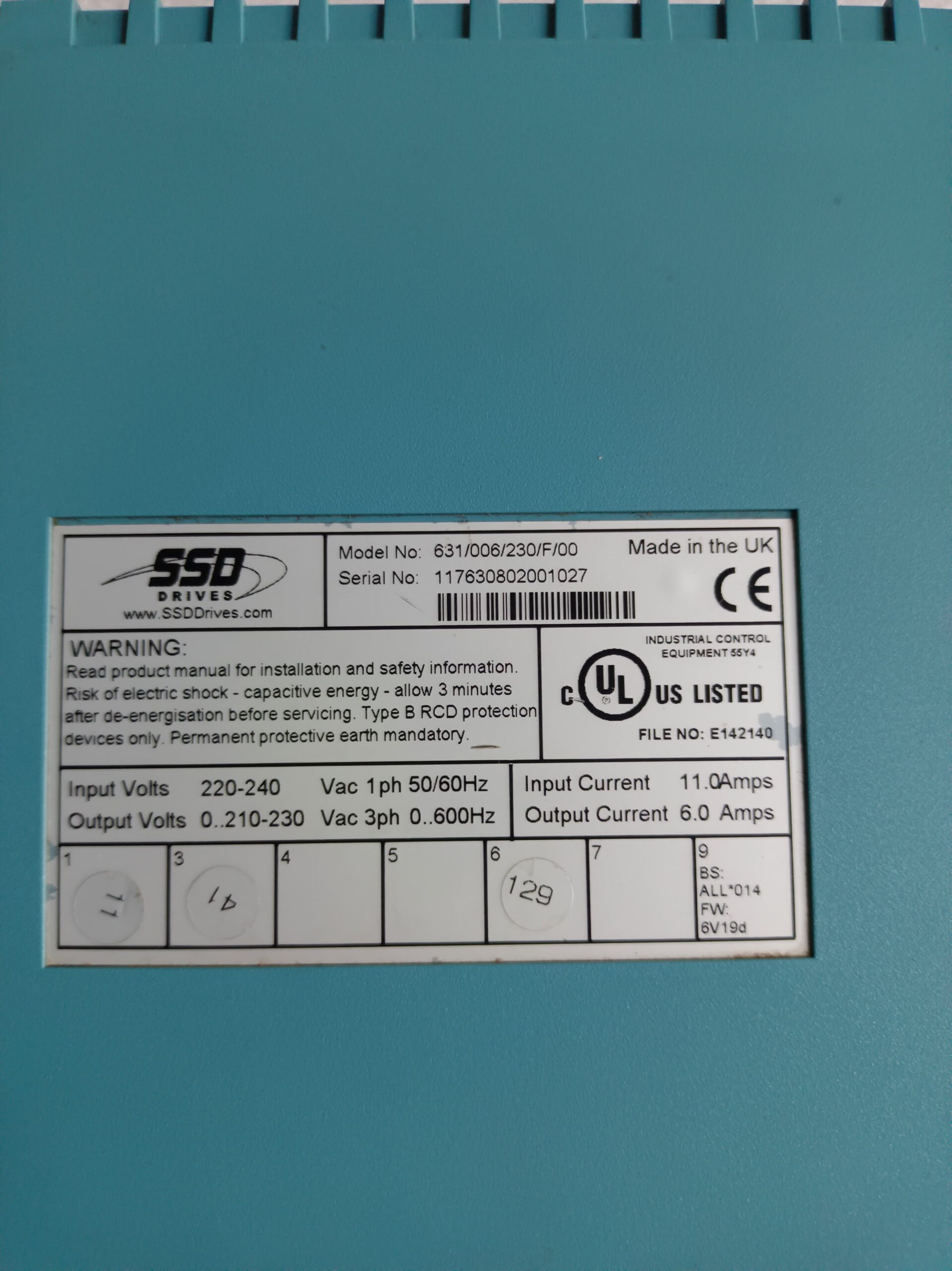 SSD Drives 631/006/230/F/00 DC Drive | 230V Industrial DC Motor Speed Controller | SSD 631 Series Drive thumbnail 5