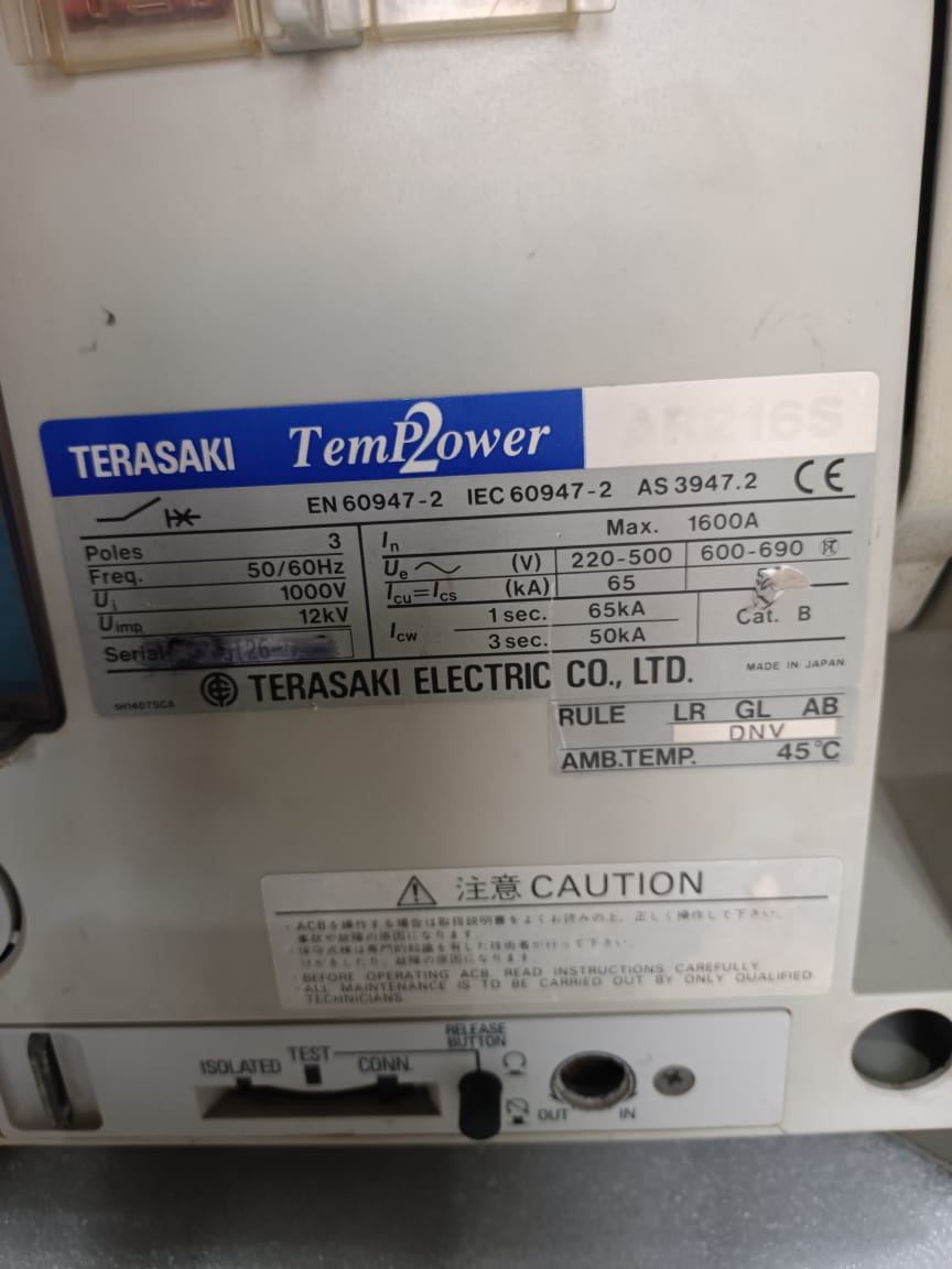 Terasaki Electric AR216S Air Circuit Breaker TemPower2 ACB – Industrial Low Voltage Power Distribution Breaker thumbnail 4