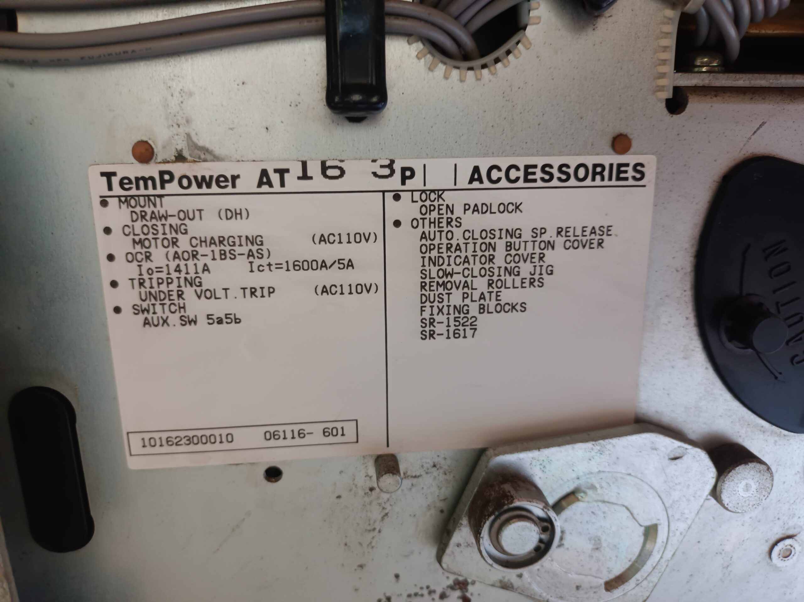 Terasaki AT16 Air Circuit Breaker TemPower 1600A 3 Pole Automatic (EDO) UVT 110V AC | High Performance ACB for Industrial Power Distribution thumbnail 3