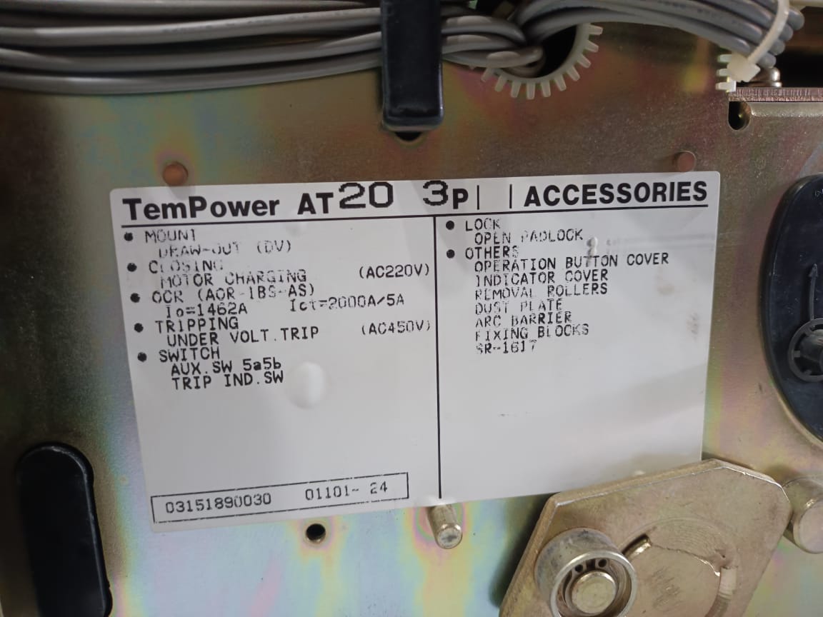 Terasaki AT20 TemPower Air Circuit Breaker 2000AMP, 3 Pole Automatic EDO Type with UVT 440V AC | Heavy Duty Industrial ACB thumbnail 4