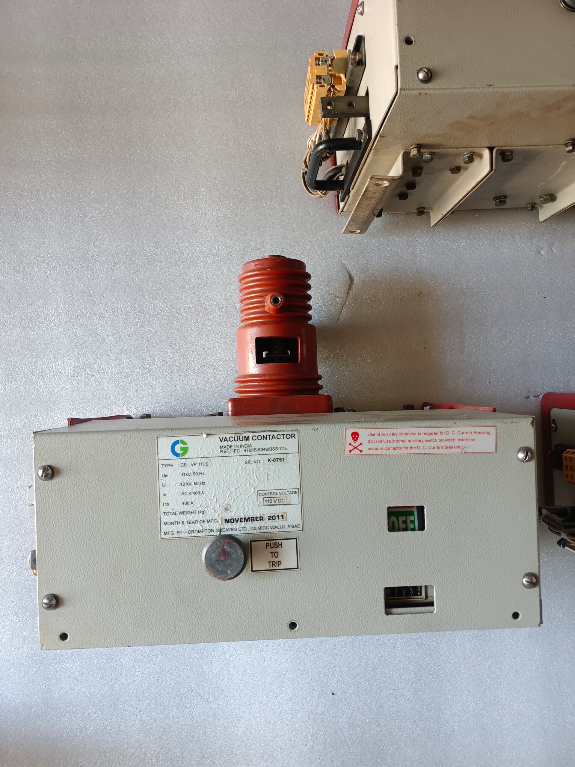 Crompton Greaves CS-VP 11LS Vacuum Contactor – 400A 12kV Medium Voltage Vacuum Switching Contactor thumbnail 2