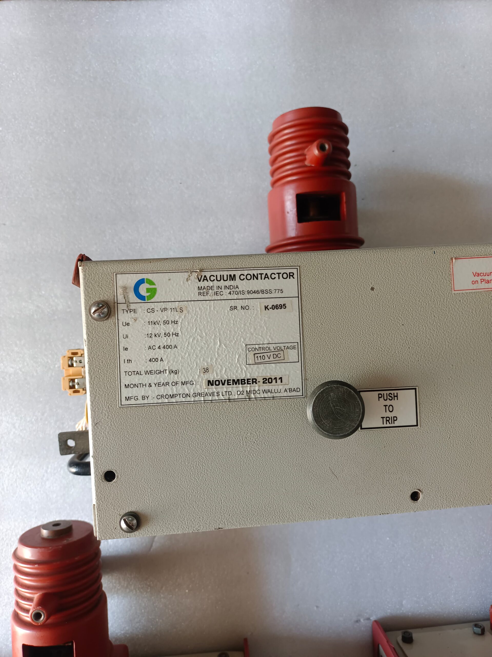 Crompton Greaves CS-VP 11LS Vacuum Contactor – 400A 12kV Medium Voltage Vacuum Switching Contactor thumbnail 4