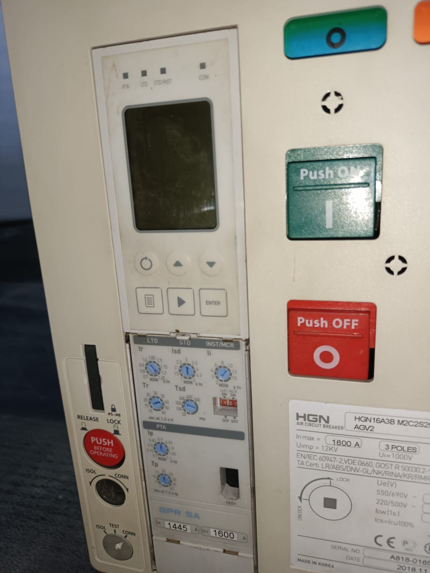 Hyundai HGN16A3B M2C2S258L Air Circuit Breaker 1600A, Drawout Type, 3 Pole, Electronic Trip Unit – HGN Series ACB thumbnail 2