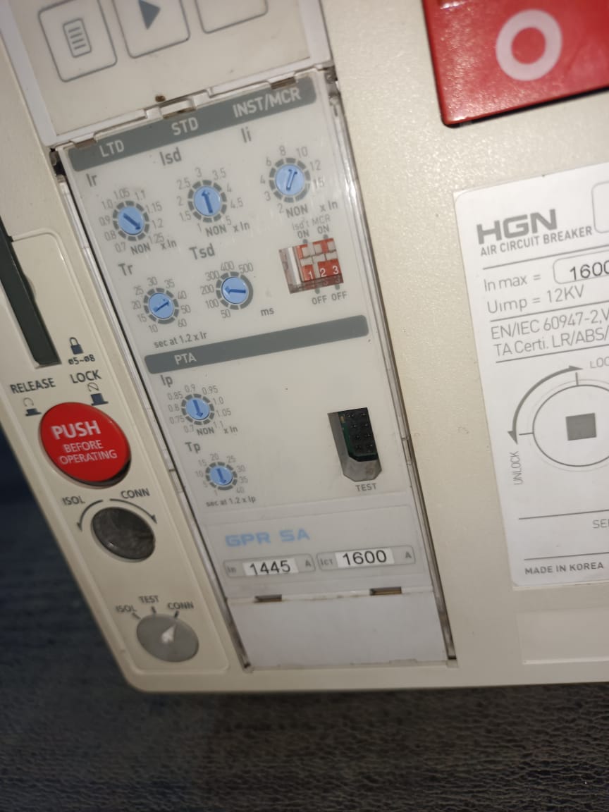Hyundai HGN16A3B M2C2S258L Air Circuit Breaker 1600A, Drawout Type, 3 Pole, Electronic Trip Unit – HGN Series ACB thumbnail 3