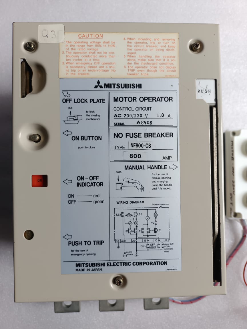 Mitsubishi NF800-SEW 800A Motorised MCCB 440V | Motor Mechanism Operated Molded Case Circuit Breaker thumbnail 2