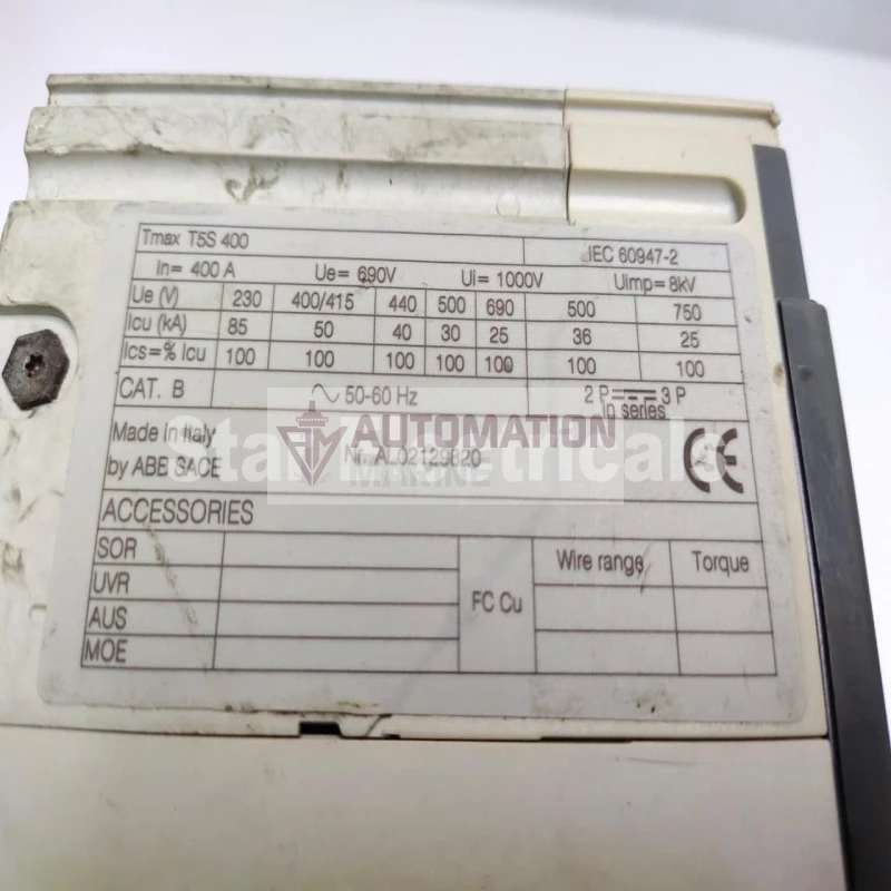 ABB SACE Tmax T5S 400 3-Pole 400A MCCB thumbnail 2