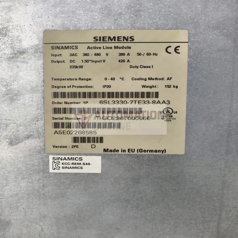 Siemens 6SL3330-7TE33-8AA3 SINAMICS S120 Active Line Module thumbnail 4
