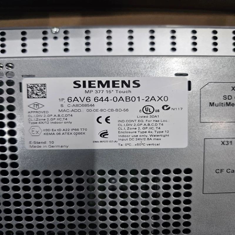 Siemens 6AV6644-0AB01-2AX0 SIMATIC Multi Panel MP377 15 Inch Touch HMI thumbnail 3