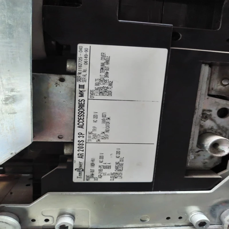 Terasaki TemPower AR208S Air Circuit Breaker (ACB) 800A 3 Pole Drawout Type | 1000V | 65kA thumbnail 7